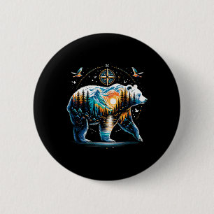 Badge Rond 5 Cm Ours randonnée Grizzly ours camping campeur