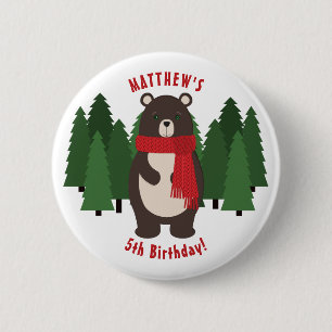 Badge Rond 5 Cm Ours Woodsy