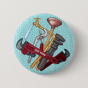 Badge Rond 5 Cm Outils de plombier bouton épinglé