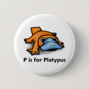 Badge Rond 5 Cm P est pour l'ornithorynque