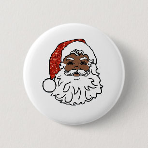 Badge Rond 5 Cm paillettes noir santa claus