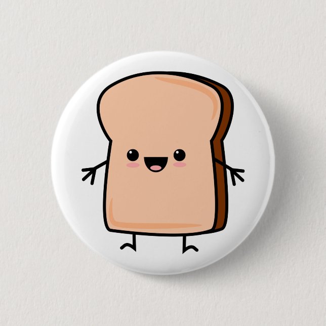 Badge Rond 5 Cm Pain de pain de toast mignon (Devant)