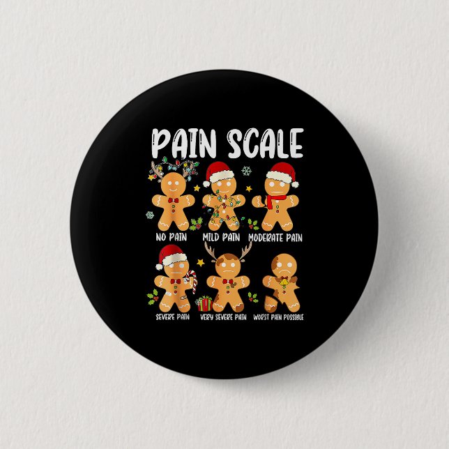 Badge Rond 5 Cm Pain Scale Gingerbread Trauma Nurse Christmas Nurs (Devant)