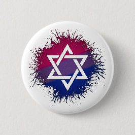 Badge Rond 5 Cm Paint Splatter Bisexual Pride Star of David Symbol