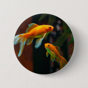 Badge Rond 5 Cm Paire de Lucky Goldfish