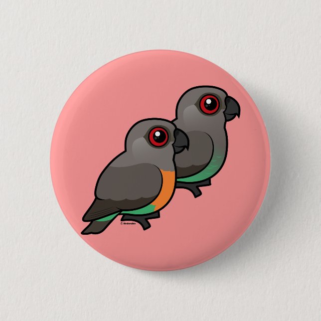 Badge Rond 5 Cm paires Rouge-gonflées de perroquet (Devant)