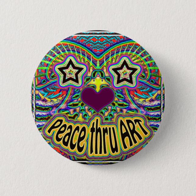 Badge Rond 5 Cm paix-à travers-art-étoile-visage (Devant)