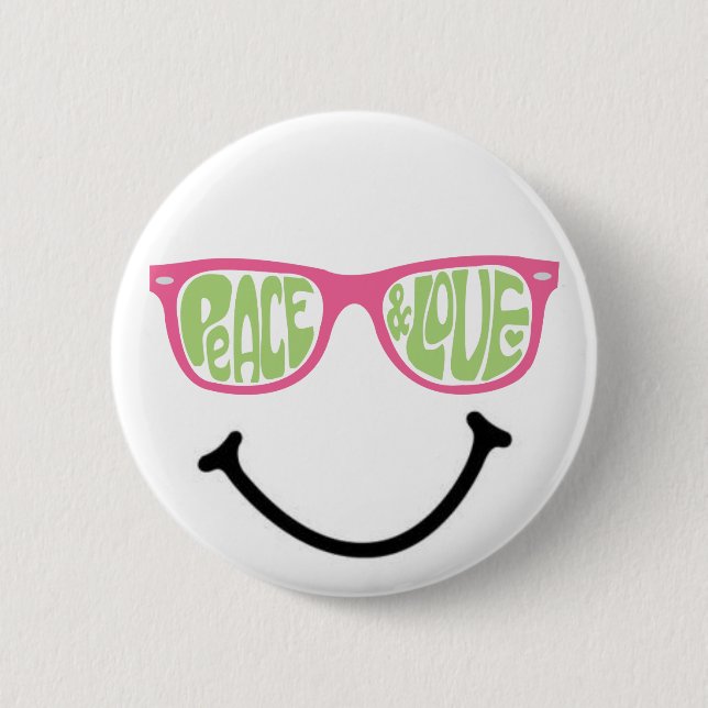Badge Rond 5 Cm Paix & Amour & Bonheur (Devant)