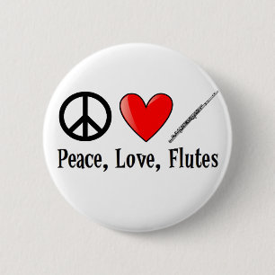 Badge Rond 5 Cm Paix, amour, et cannelures
