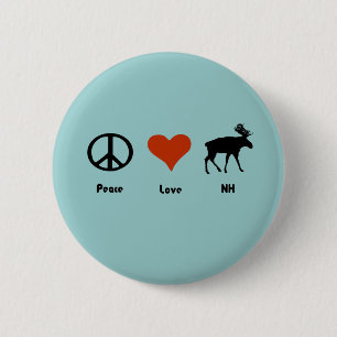 Badge Rond 5 Cm Paix Amour New Hampshire