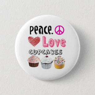 Badge Rond 5 Cm Paix. Amour. Petits gâteaux. Bouton