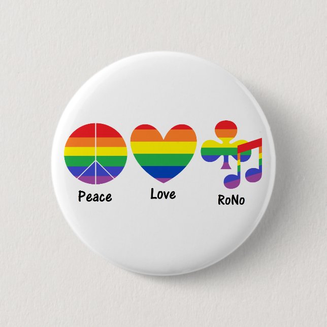 Badge Rond 5 Cm Paix, amour, Pin de RoNo (Devant)