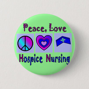 Badge Rond 5 Cm Paix, amour, soins d'hospice