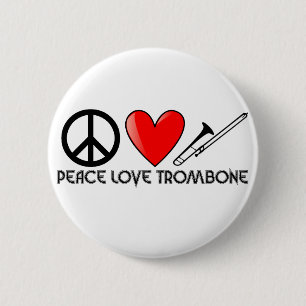 Badge Rond 5 Cm Paix, amour, trombone