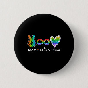 Badge Rond 5 Cm Paix Autisme Aimer Infinité Symbole Sensibilisatio