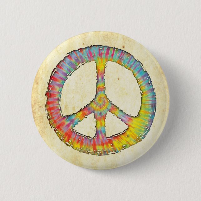 Badge Rond 5 Cm Paix de Tie-Dye (Devant)