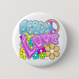 Badge Rond 5 Cm Paix et amour