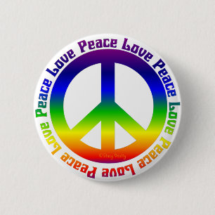 Badge Rond 5 Cm Paix et amour partout