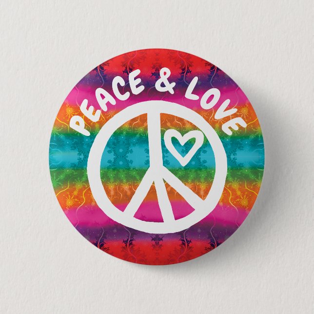 Badge Rond 5 Cm Paix et amour Tie Dye Stripes (Devant)