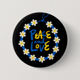 Badge Rond 5 Cm Paix et amour Ukraine Fleur Wreath