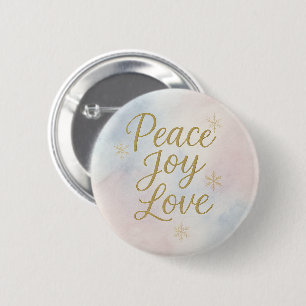 Badge Rond 5 Cm Paix Joie Amour Noël Élégant