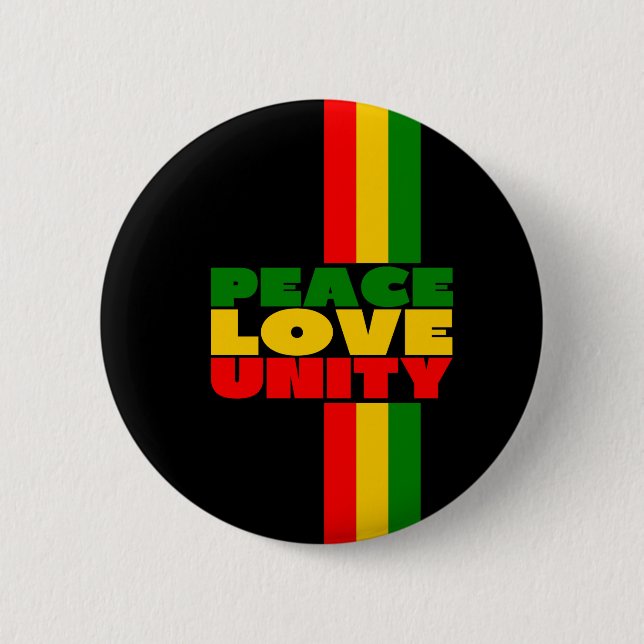 Badge Rond 5 Cm Paix, Leve, unité, bouton de reggae (Devant)