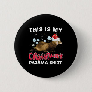 Badge Rond 5 Cm Pajama de Noël Père Noël Ferret Lover