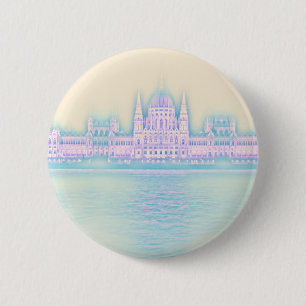 Badge Rond 5 Cm Palais du Parlement de Budapest Hongrie