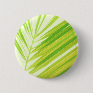 Badge Rond 5 Cm Pale Green Pastel Palm Feuilles