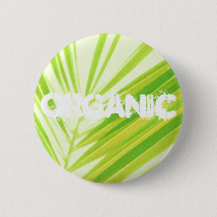 Badge Rond 5 Cm Pale Green Pastel Palm Feuilles