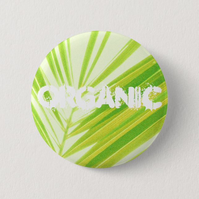 Badge Rond 5 Cm Pale Green Pastel Palm Feuilles (Devant)
