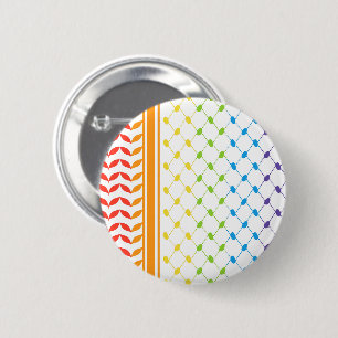 Badge Rond 5 Cm Palestine LGBT Rainbow Keffiyeh Motif Scarf