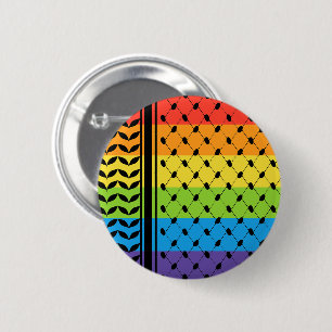 Badge Rond 5 Cm Palestine LGBT Rainbow Keffiyeh Motif Scarf