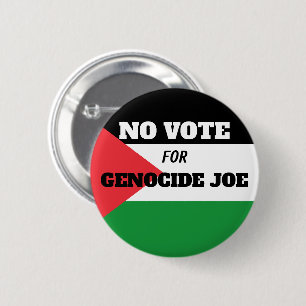 Badge Rond 5 Cm PALESTINE LIBRE - Pas de vote pour Joe le Génocida
