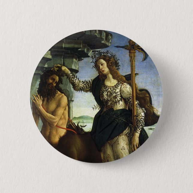 Badge Rond 5 Cm Pallas (Minerva) et Centaur par Sandro Botticelli (Devant)