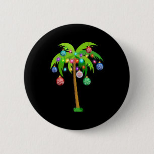 Badge Rond 5 Cm Palm Tree Feux de Noël Plage amusante été