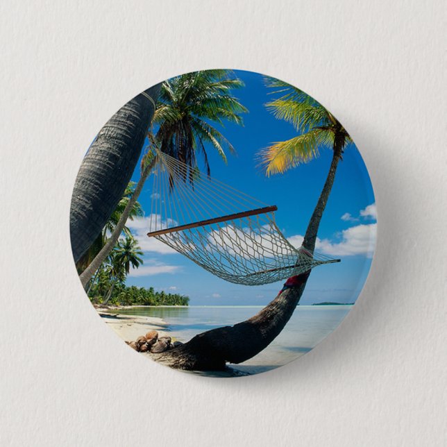 Badge Rond 5 Cm Palmiers avec bouton arrière du hamac (Devant)
