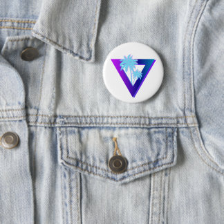 BADGE ROND 5 CM PALMIERS SYNTHWAVE DE RÉTROVATION NIP TRIANGLE