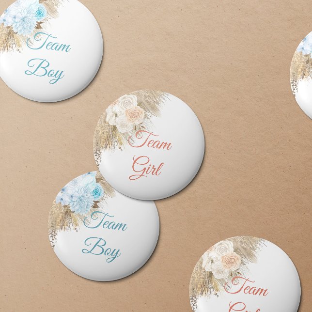 Badge Rond 5 Cm Pampas Grass Team Boy Vote Genre Revevela Party (Créateur téléchargé)