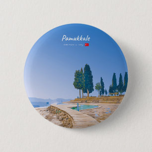 Badge Rond 5 Cm Pamukkale, Turquie - Piscines thermales