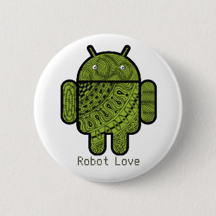 Badge Rond 5 Cm Pancho Doodle Character pour le robot Android™