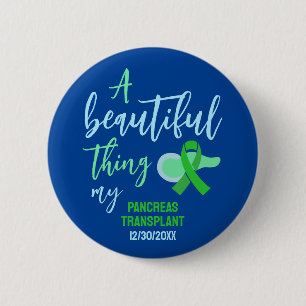Badge Rond 5 Cm Pancréas Personnalisées Transplanter Ribbon vert