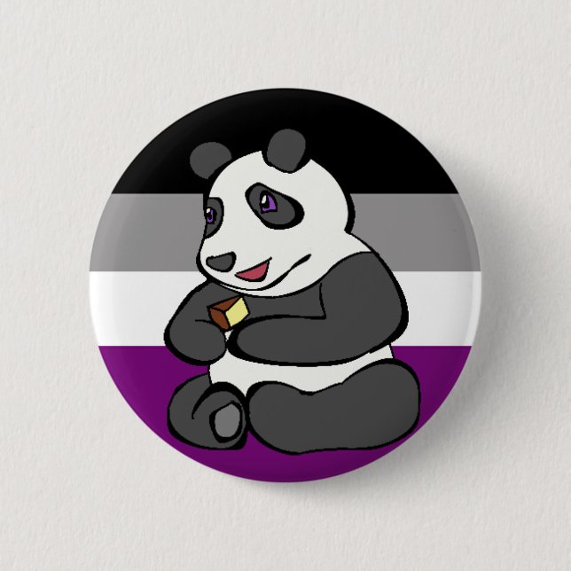 Badge Rond 5 Cm Panda asexuel mangeant le gâteau (Devant)