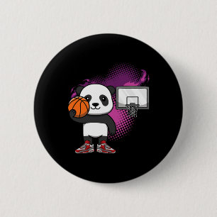 Badge Rond 5 Cm Panda Bear Bysketbyll joueur Amoureux des animaux 
