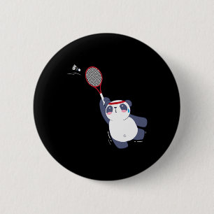 Badge Rond 5 Cm Panda Bear Joueur Badminton Singles Doubles Ace An