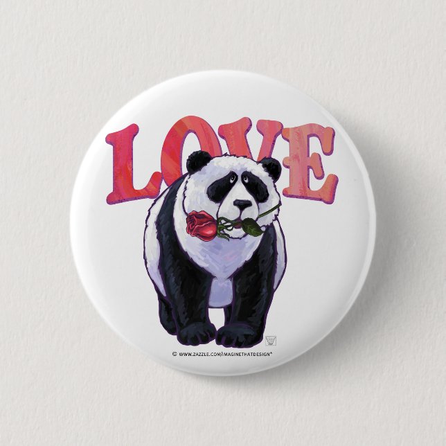 Badge Rond 5 Cm Panda Bear Saint Valentin (Devant)