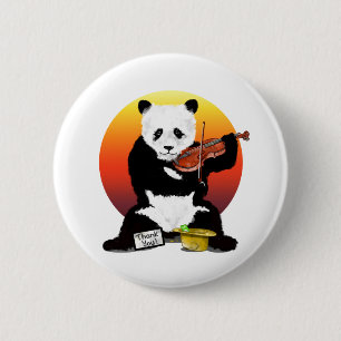 Badge Rond 5 Cm Panda Busching Jouer un violon