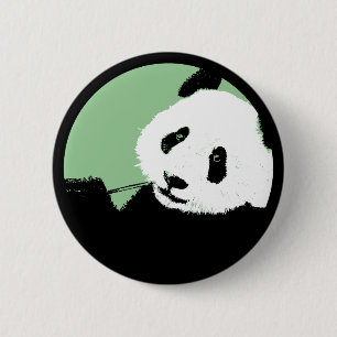 Badge Rond 5 Cm panda. cercle vert d'eau