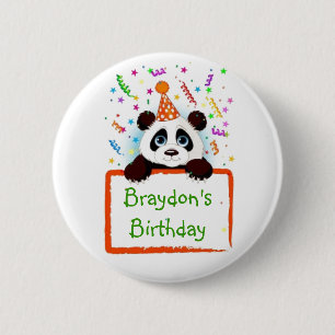 Badge Rond 5 Cm Panda d'anniversaire