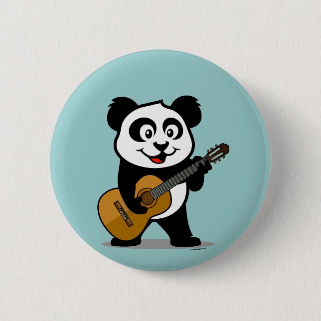 Badge Rond 5 Cm Panda de guitare (Devant)